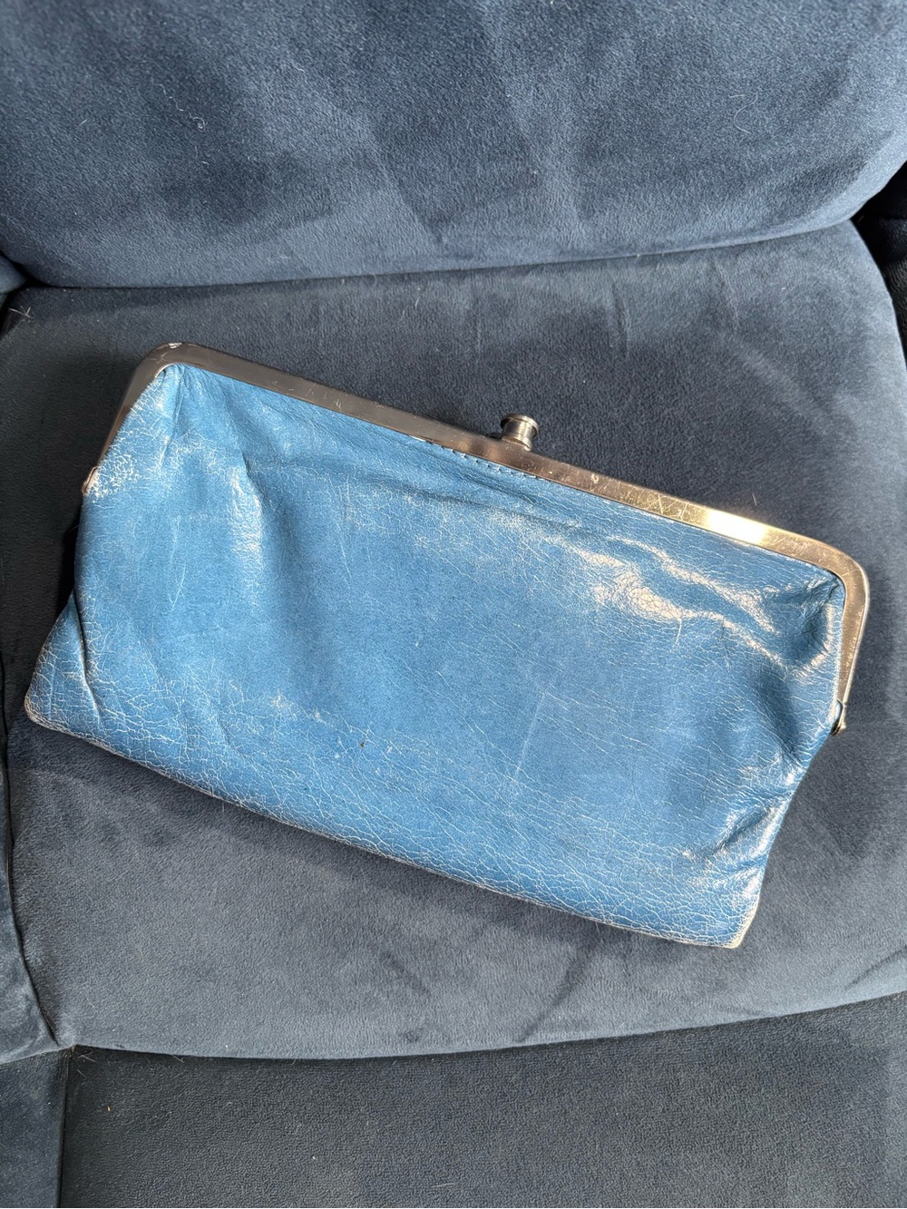 HOBO Light Blue Leather Kiss-Lock Clutch